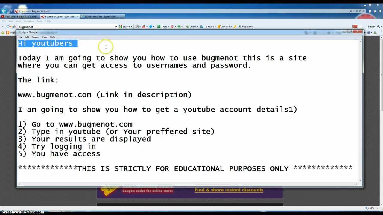 usenet account and password